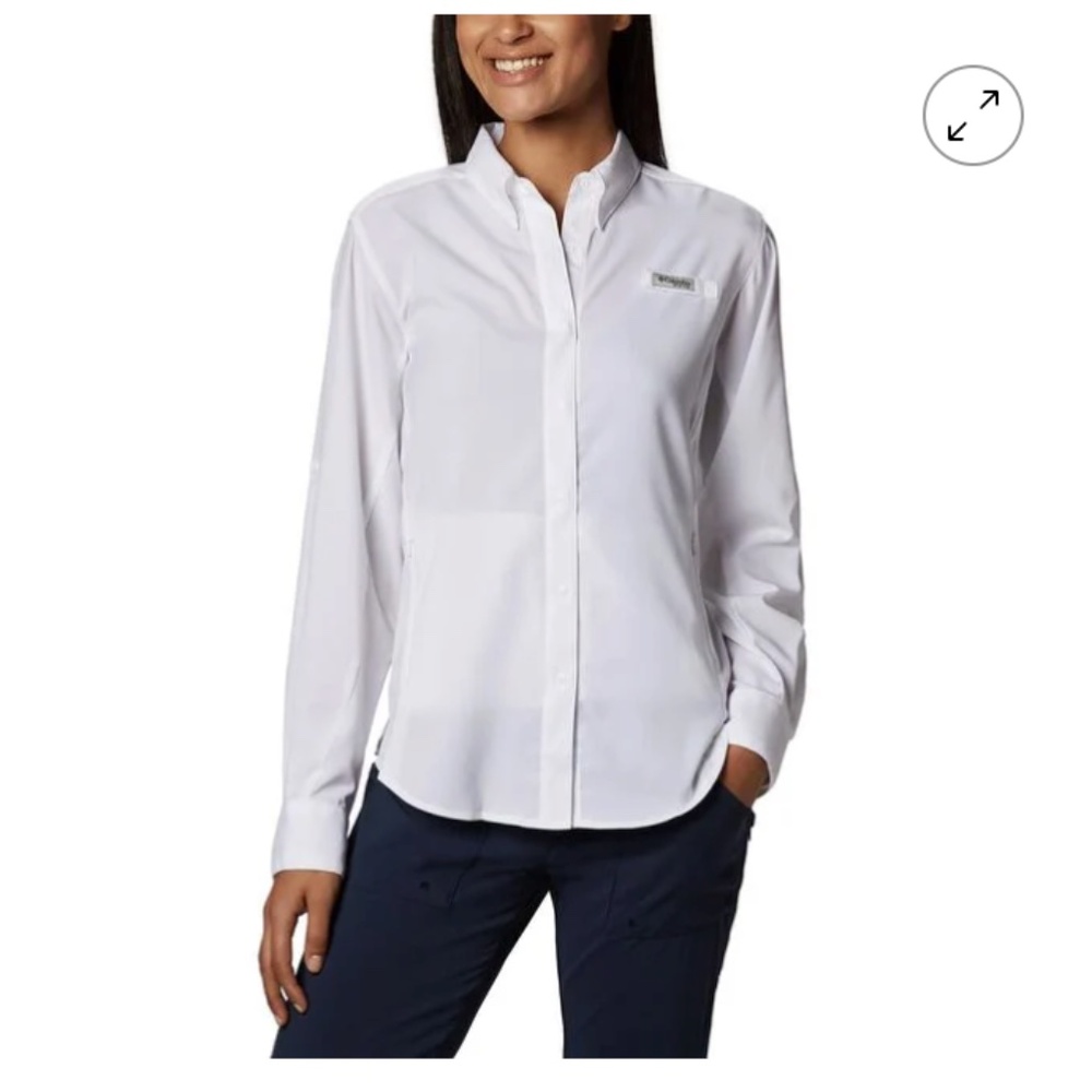 Columbia PFG Tamiami Shirt XL White Fishing Vented Long Sleeve